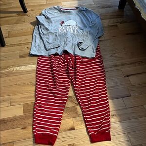 George Sleepy Gray Top and Red Striped Pajama Set
